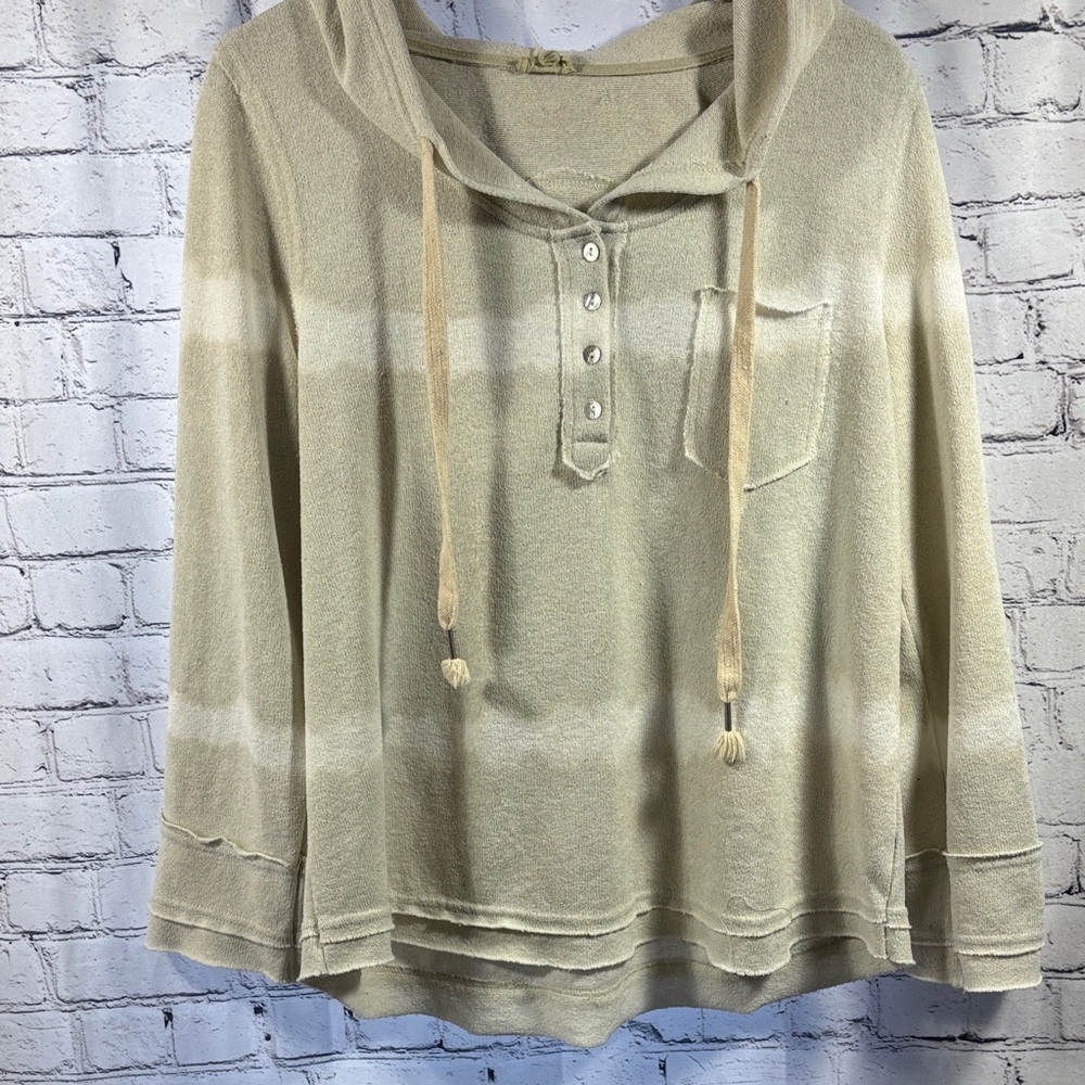 POL Cream and White Striped Women's Hoodie/Sweater